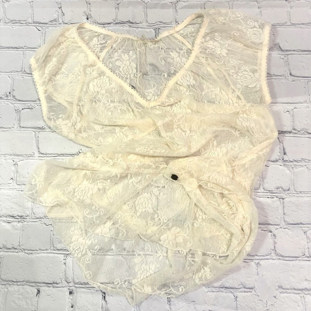 Vintage Guess Lace Drop-waist Peplum Top Sz S